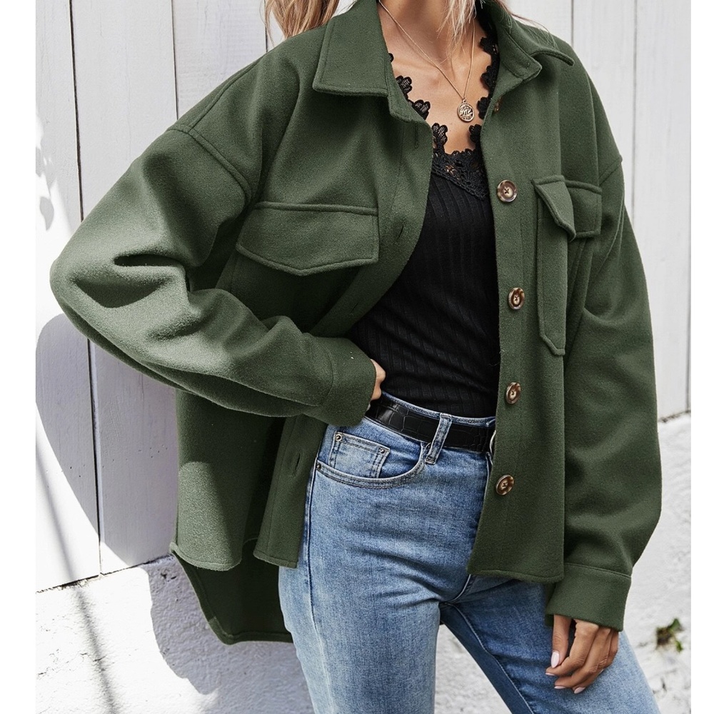Cozy Boyfriend fit Button Down Oversized Jacket Shacket - Picture 6 of 11
